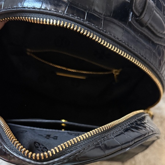 NWOT Tory Burch Black Croc-Embossed Mini Backpack with Gold Details - Picture 9 of 11